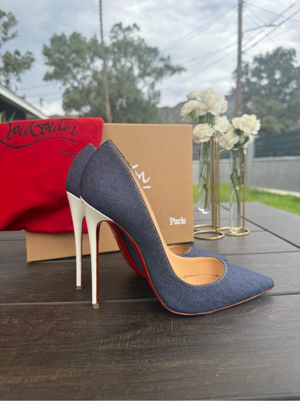 Christian Louboutin So Kate 120 Denim / Jazz Calf Heel Pumps - Size 37
